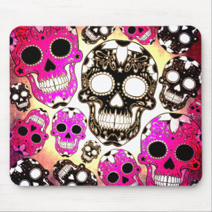 Roze zwarte suiker schedel grunge mousepad muismat