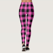 Roze zwarte Summer Tartan Plaid Patroon Leggings (Achterkant)
