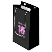 Roze zwarte tas van 16 Gift Bag Klein Cadeauzakje (Voorkant Gekanteld)