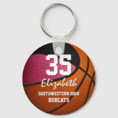 Roze zwarte teamgeest, basketbal sleutelhanger (Achterkant)
