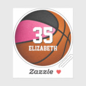 Roze zwarte teamkleuren meisjes basketbal sticker (Vel)