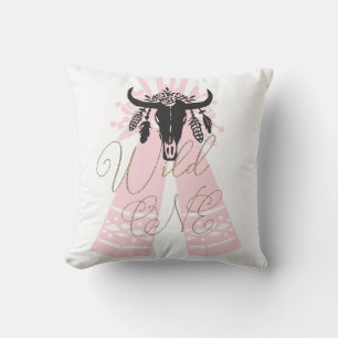 Roze & Zwarte Tepee Pijlen Boho Chic Wild EEN Kussen