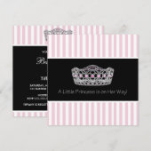 Roze Zwarte Tiara Princess Baby shower Kaart (Voorkant / Achterkant)