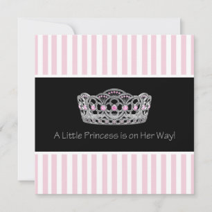 Roze Zwarte Tiara Prinses Baby Shower Kaart