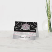 Roze Zwarte Tiara Prinses Bedankt Kaarten (Voorkant)