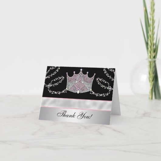 Roze Zwarte Tiara Prinses Dank Je Kaarten (Voorkant)