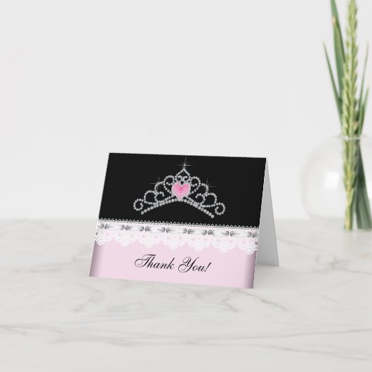 Roze Zwarte Tiara Prinses Dank Je Kaarten (Voorkant)