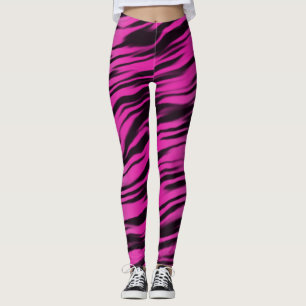 Roze zwarte tijgerstrips printpatroon leggings