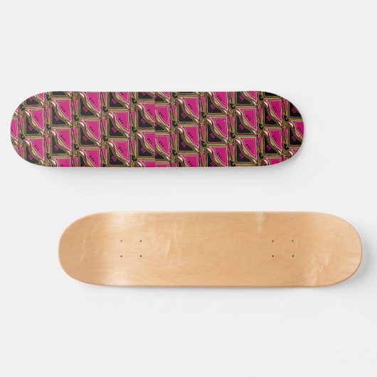 Roze & Zwarte Tribal Patroon Persoonlijk Skateboard (Horizontaal)