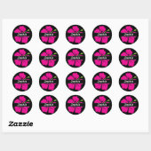 Roze, zwarte tropische Hawaiian Hibiscus Flower Na Ronde Sticker (Vel)
