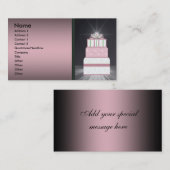 Roze & Zwarte Trouwtaart Visitekaartjes (Voorkant / Achterkant)