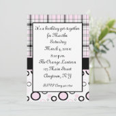 Roze zwarte uitnodiging (Staand voorkant)