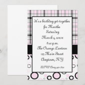 Roze zwarte uitnodiging (Voorkant / Achterkant)