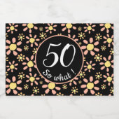 Roze zwarte ventilator 50th Birthday Funny 50, dus Likeurfles Etiket (Enkel label)
