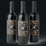 Roze zwarte ventilator 50th Birthday Funny 50, dus Wijn Etiket<br><div class="desc">Roze Zwart Bloem 50ste Verjaardag Grappig 50 dus wat Wijn Label. Dit label wordt geleverd met een bloemmotief en is perfect voor iemand die zijn 50ste verjaardag viert. Grappig en motivatie citaat 50 dus wat, en zijn ideaal voor een persoon met een gevoel van humor. Bloemmotief met roze en gele...</div>