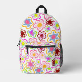 Roze zwarte ventilator met handtekening Floral Bedrukte Rugzak (Voorkant)