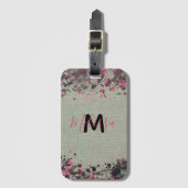 Roze zwarte verf Spletters op canvasnaam monogram Bagagelabel (Voorkant (verticaal))