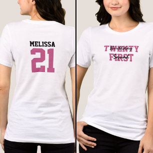 Roze & Zwarte Verjaardagsploeg 21e Verjaardag Vrou Tri-Blend Shirt