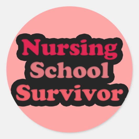 Roze zwarte verpleegschool Survivor Ronde Sticker (Voorkant)