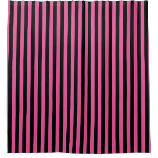 Roze zwarte verticale streep-halloween douchegordijn