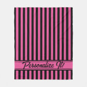 Roze zwarte verticale streep-halloween fleece deken (Voorkant)