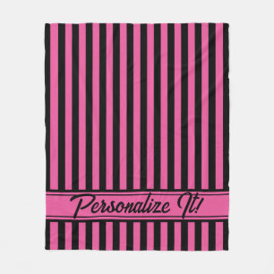 Roze Zwarte Verticale Streep Halloween Fleece Deken