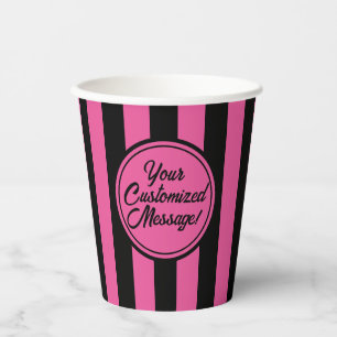 Roze zwarte, verticale stripe, halloween papierbek papieren bekers