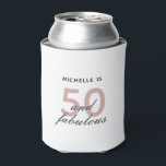Roze zwarte vijftig en Fabulous 50th Birthday Blikjeskoeler<br><div class="desc">Kan volledig worden aangepast aan uw behoeften. © Gorjo Design. Gemaakt voor je via het Zazzle platform. // Op zoek naar overeenkomende objecten? Andere kantoorbenodigdheden uit de set die beschikbaar is in de afdeling "collecties" van mijn winkel. // Hulp nodig bij het aanpassen van uw ontwerp? Heb je andere ideeën?...</div>