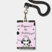 Roze Zwarte Vis Botten Puppy Dog Verjaardag VIP Pa Badge (Front with Lanyard)