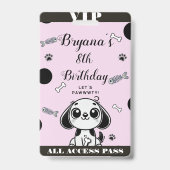 Roze Zwarte Vis Botten Puppy Dog Verjaardag VIP Pa Badge (Back)