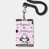 Roze Zwarte Vis Botten Puppy Dog Verjaardag VIP Pa Badge (Back with Lanyard)