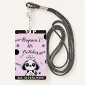 Roze Zwarte Vis Botten Puppy Dog Verjaardag VIP Pa Badge (Achterkant met draagriem)