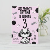 Roze & Zwarte Vis Botten Puppy Hond Verjaardagsfee Kaart (Staand voorkant)