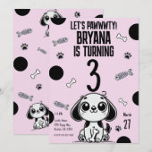 Roze & Zwarte Vis Botten Puppy Hond Verjaardagsfee Kaart (Voorkant / Achterkant)