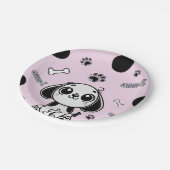 Roze & Zwarte Vis Botten Puppy Hond Verjaardagsfee Papieren Bordje (Gekanteld)