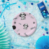 Roze & Zwarte Vis Botten Puppy Hond Verjaardagsfee Papieren Bordje (Feest)