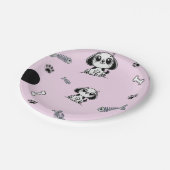 Roze & Zwarte Vis Botten Puppy Hond Verjaardagsfee Papieren Bordje (Gekanteld)