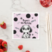 Roze & Zwarte Vis Botten Puppy Hond Verjaardagsfee Servet (Insitu)