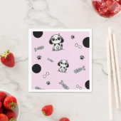 Roze & Zwarte Vis Botten Puppy Hond Verjaardagsfee Servet (Insitu)
