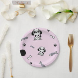 Roze & Zwarte Visbotten Hond Puppy Honden Verjaard Papieren Bordje