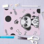 Roze & Zwarte Visbotten Hondje Hond Verjaardagsfee Tissuepapier (Craft)