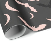 Roze & Zwarte Vleermuizen Celestial Maan Halloween Cadeaupapier (Rol Hoek)