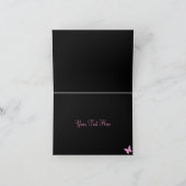 Roze & Zwarte Vlinder & Bloem Dank u kaart (Binnen)