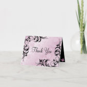 Roze & Zwarte Vlinder & Bloem Dank u kaart (Voorkant)