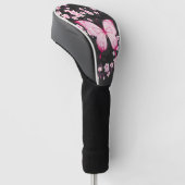 Roze zwarte vlinder en torenbloesems golfheadcover (Schuin)