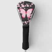 Roze zwarte vlinder en torenbloesems golfheadcover (Voorkant)