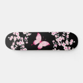 Roze zwarte vlinder en torenbloesems persoonlijk skateboard (Horizontaal)