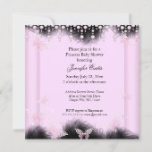 Roze zwarte vlinder Princess Baby shower Ethnic Kaart (Achterkant)
