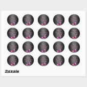 Roze/Zwarte Vlinder Sweet 16 Envelop Sticker (Vel)