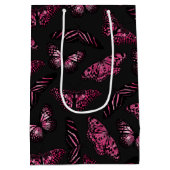 Roze Zwarte Vlinders Waterverf Patroon Monogram Medium Cadeauzakje (Achterkant)
